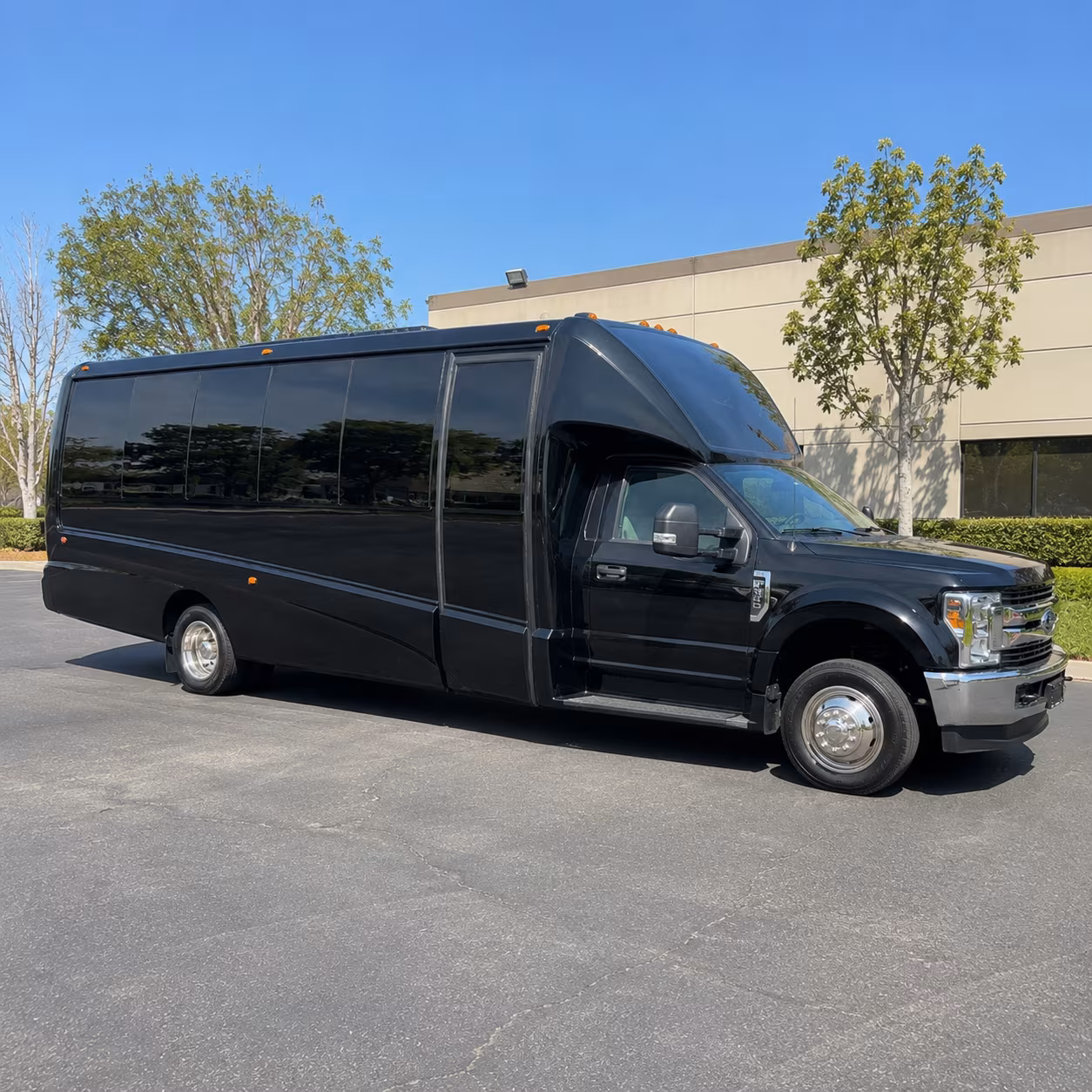 Wedding guests seated inside a party bus serving Arlington