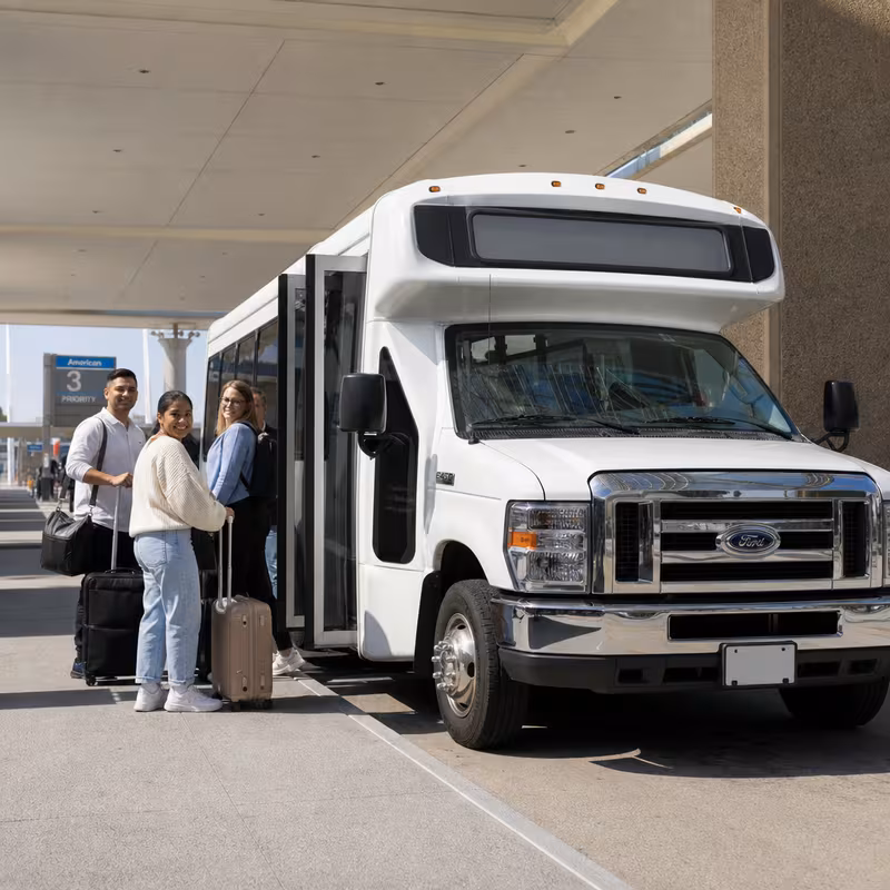 Black Mercedes Sprinter van staged for an Arlington Airport Transportation group
