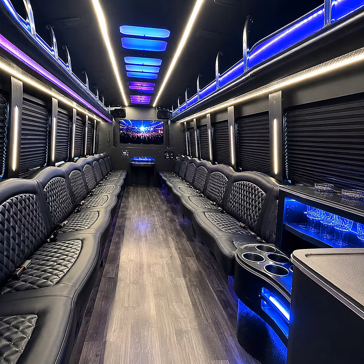 Arlington Bachelor & Bachelorette Transportation party bus interior