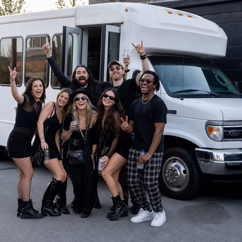 Black Mercedes Sprinter van staged for an Arlington Concert Transportation group