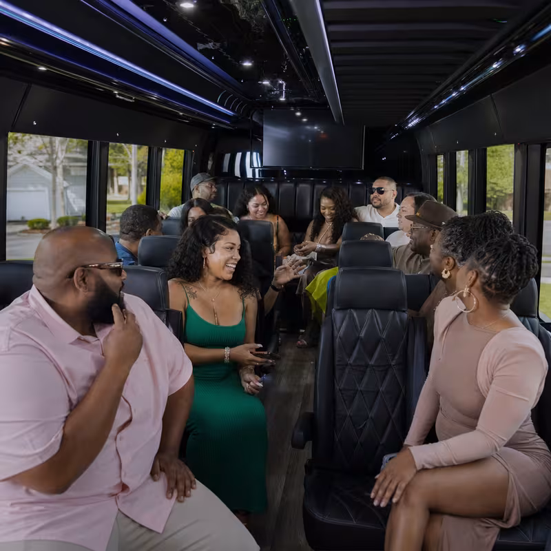 Black Mercedes Sprinter van staged for an Arlington Private Event Transportation group