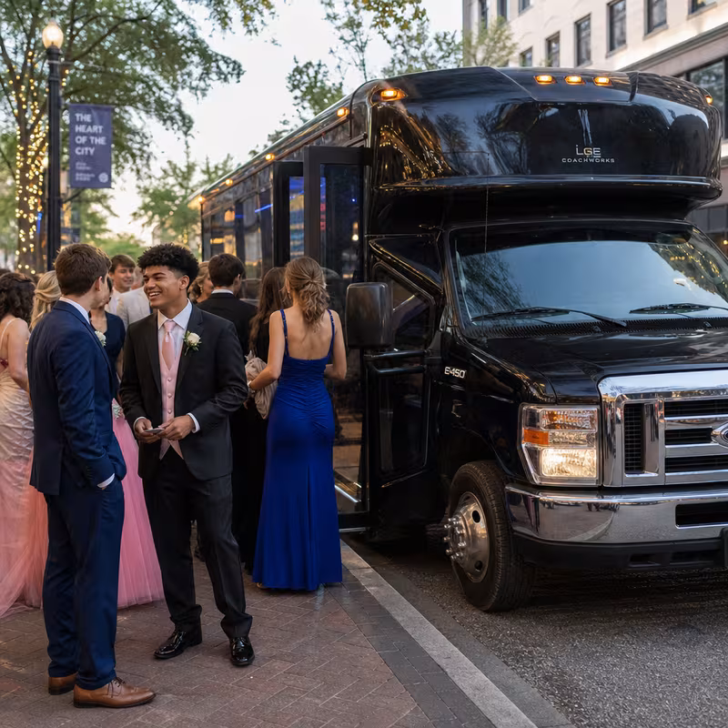 Passengers loading luggage while boarding an Arlington group shuttle