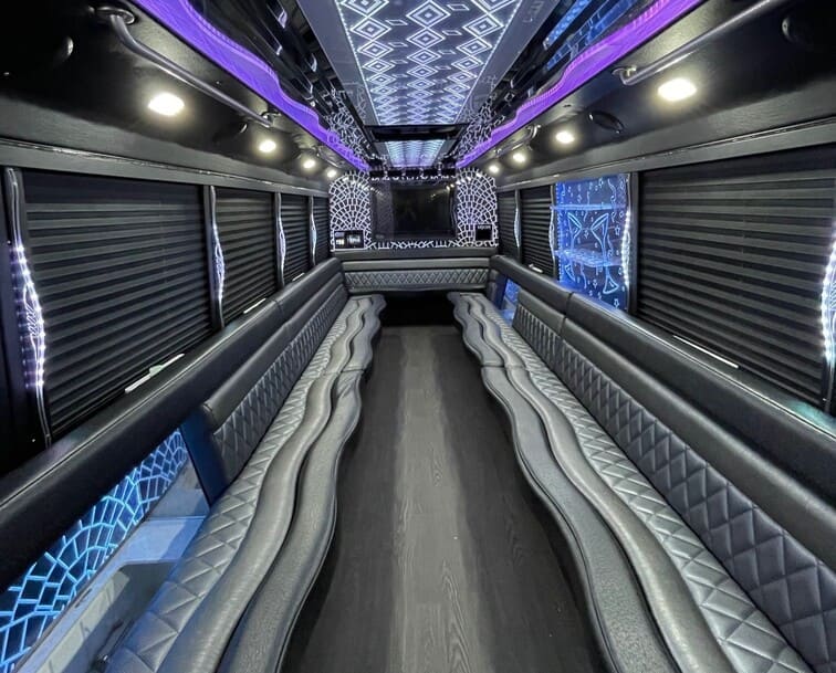 Sugar Land 30 Passenger Party Bus White Interior