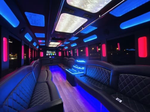 League City 35 Passenger Party Bus Interior