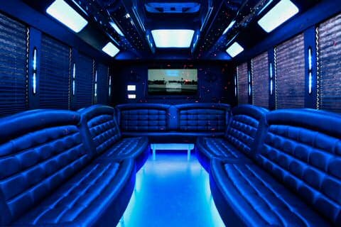 Sugar Land 36 Passenger Party Bus Interior