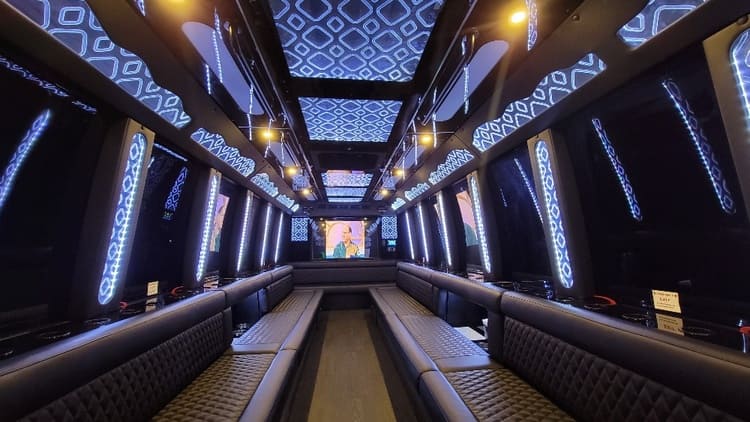 Pearland 40 Passenger Limo Bus Interior